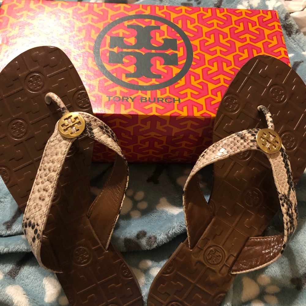 Tory Burch Thora Python Print Sandals - image 1